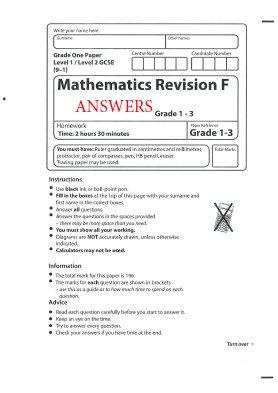 Maths Revision Answers F